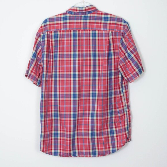 Gap Slim Fit Plaid Short Sleeve Button Front Shirt Mens Large - Picture 5 of 6